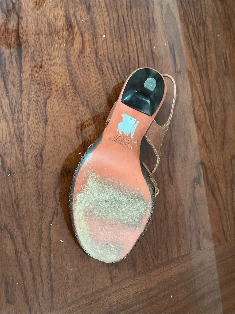 Cole Haan Brown Leather Slingback Heels with Mint Accents